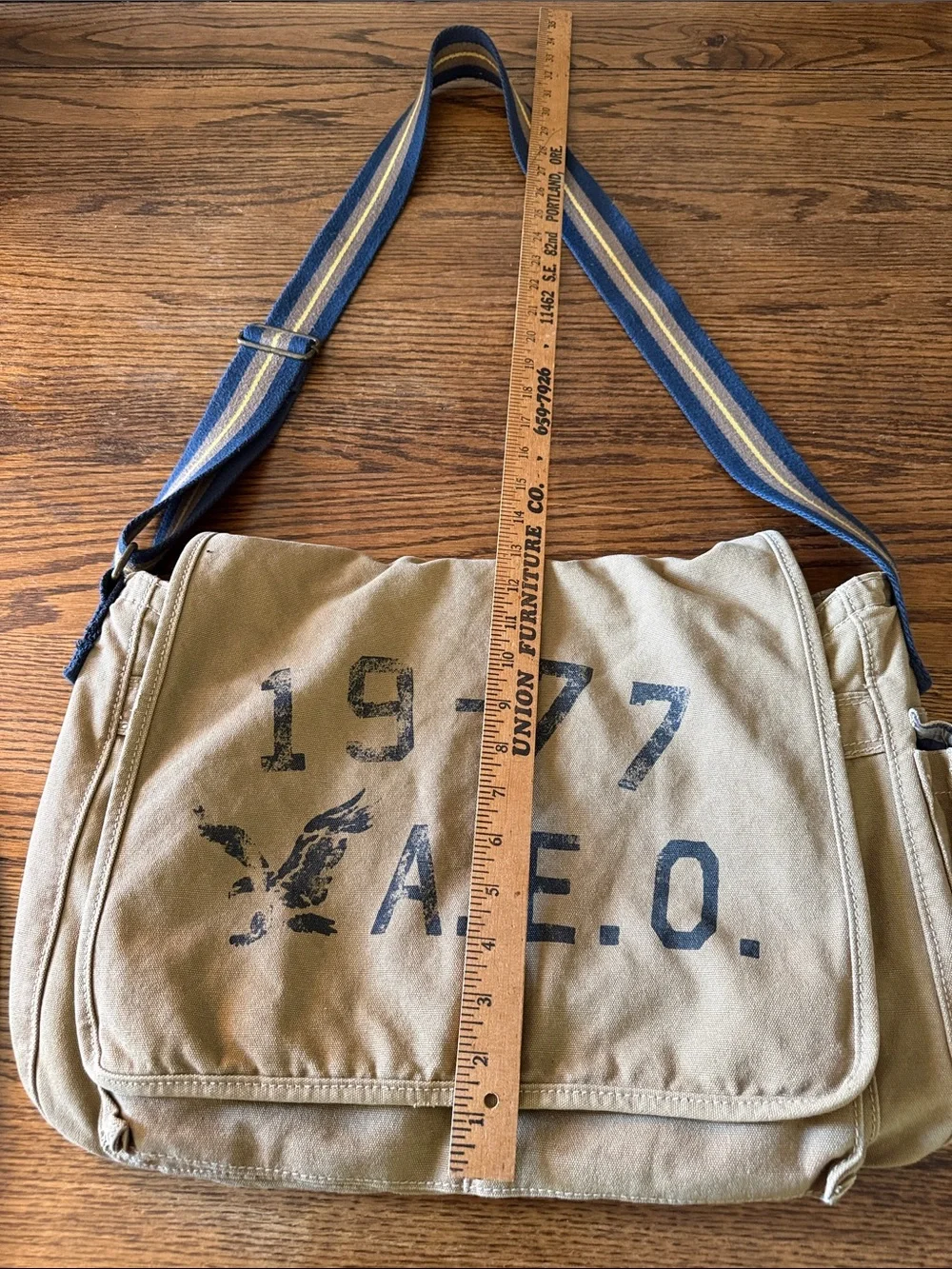 Y2K Canvas Messenger Laptop Bag Utility Crossbody American Eagle 1977